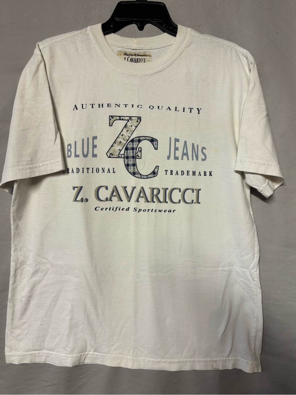 Vintage Z. Cavaricci Menβs White Graphic Logo T-Shirt